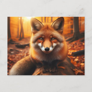 Hösten Fox i Aesthetic & Cute Forest Charm Vykort