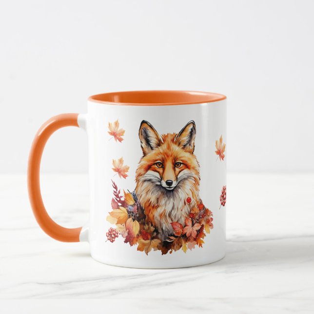 Hösten Fox med Höst löv-Säsong Wildlife Co Mugg (Vänster)
