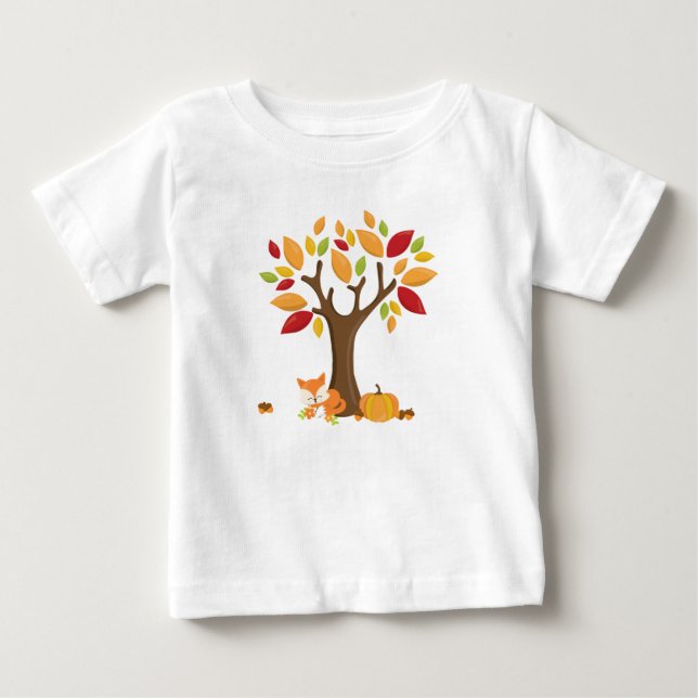 Hösten Fox med Pumpkin Tee Shirt (Framsida)
