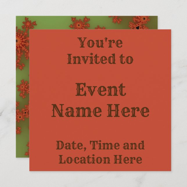 Hösten Fractal Burst Inbjudningar (Fram/baksida)