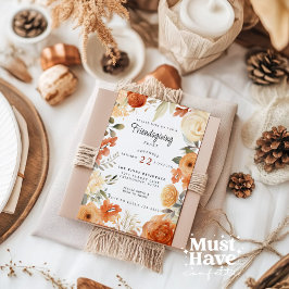 Hösten Friendsgiving Thanksgiving Party Inbjudningar
