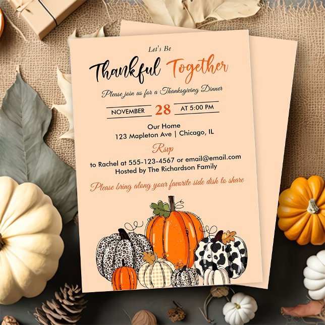 Hösten Fumpkin Thankful Together Inbjudningar (Skapare uppladdad)