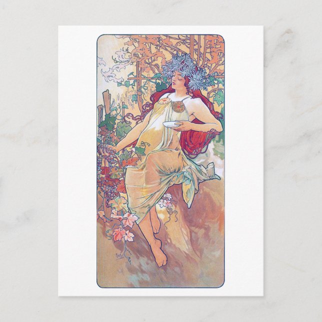 Hösten (fyra säsonger), Alphonse Mucha Vykort (Framsida)