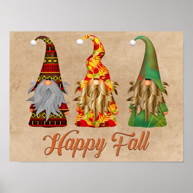 Hösten Gnomes Lycklig Fall Poster (Framsidan)