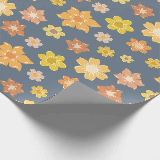 Hösten Golden Flowers Seamless Fall Birthday Presentpapper (Hörn)