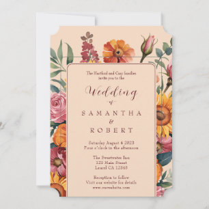 hösten Golds Blommigt Gräns Fall Wedding Inbjudningar