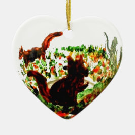 Hösten gömma sig djur konst julgransprydnad keramik