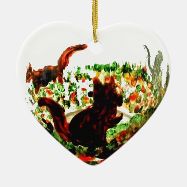 Hösten gömma sig djur konst julgransprydnad keramik (Framsidan)