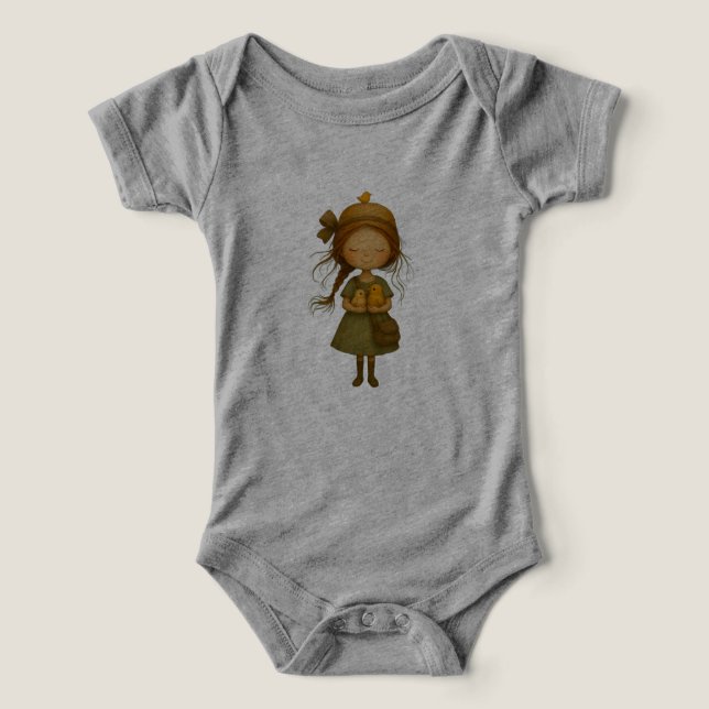 Hösten Grått Girl DTG Baby-utrustning T Shirt (Design Framsida)