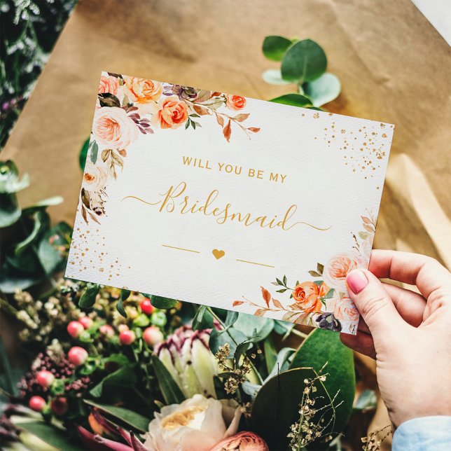 Hösten Guld Blommigt blir min Bridesmaid Frieri Inbjudan Vykort (Skapare uppladdad)