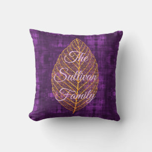 Hösten Guld Löv om Violet Lila Satin Kudde