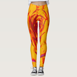 Hösten Gult, Orange och Red Sedum Rosette Leggings