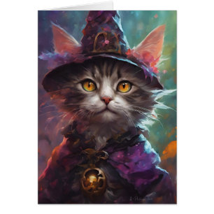 Hösten Halloween Kitten i en giktdräkt Hälsningskort
