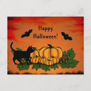 Hösten, Happy halloween! Med Fladdermus och svart Vykort