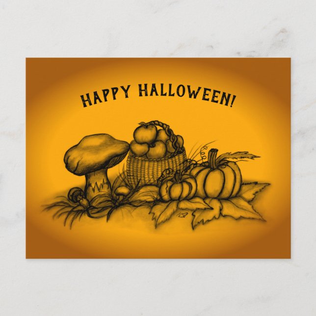 Hösten, Happy halloween! Vykort (Framsida)