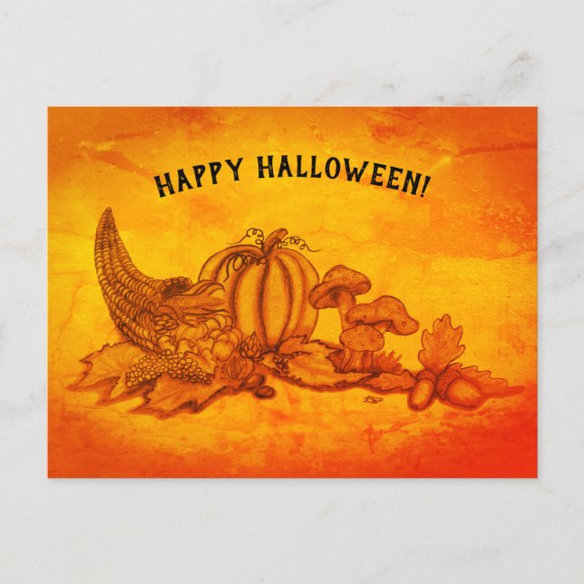 Hösten, Happy halloween! Vykort (Framsida)