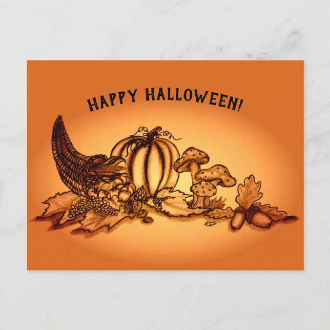 Hösten, Happy halloween! Vykort (Framsida)
