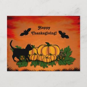 Hösten, Happy thanksgiving med Fladdermus och svar Vykort
