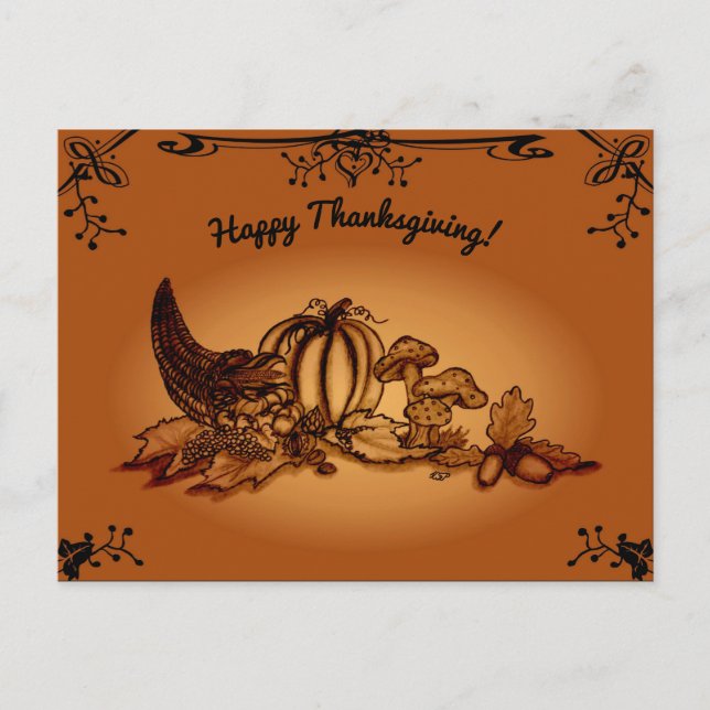Hösten, Happy thanksgiving! Vykort (Framsida)