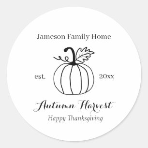 Hösten Harvest Pumpkin Family Home Runt Klistermärke