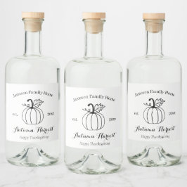 Hösten Harvest Pumpkin Family Home Spritflaskor Etikett