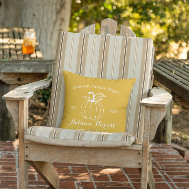 Hösten Harvest Pumpkin Family Thanksgiving Decor Kudde (Stol)