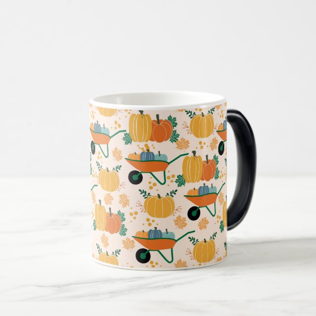 Hösten Harvest - Pumpkins in a Wheelbarrow Magisk Mugg (Framsida höger)