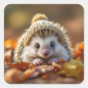 Hösten Hedgehog med nitrat Fyrkantigt Klistermärke