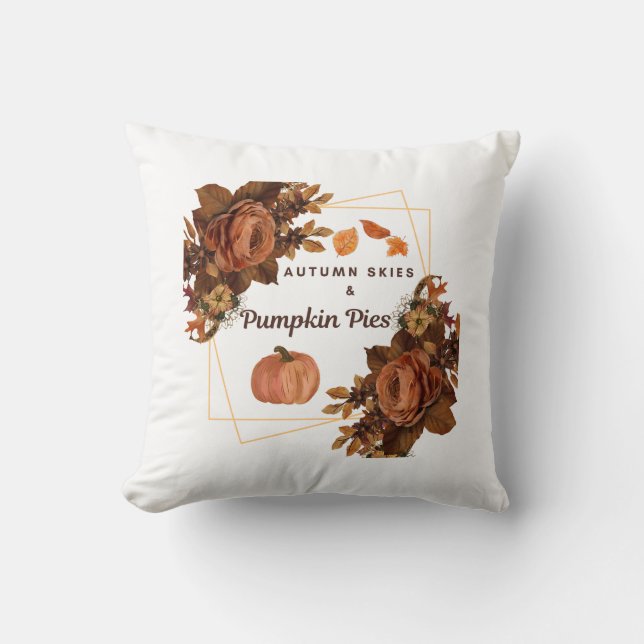 Hösten Himlar och Pumpkin Paj Dekorativ kudde (Framsida)