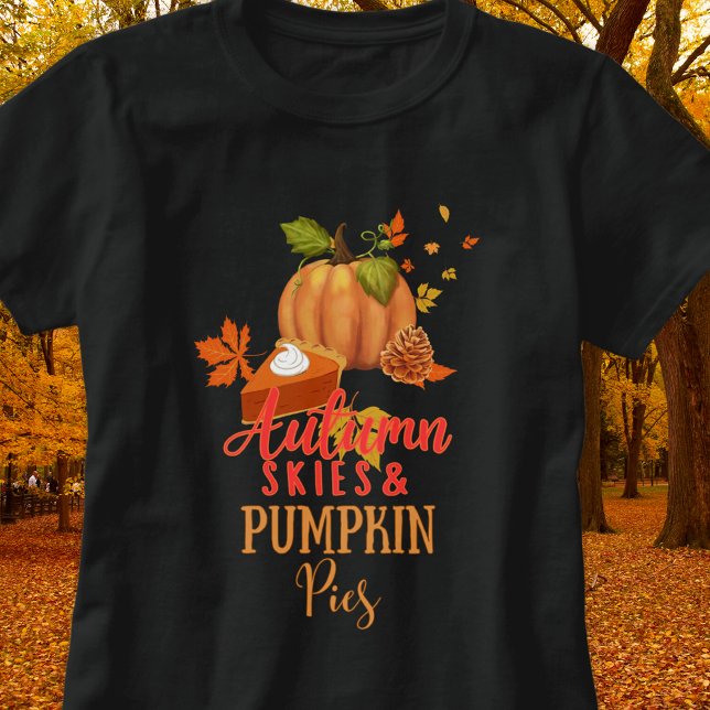 Hösten Himlar och Pumpkin Paj T Shirt (Skapare uppladdad)