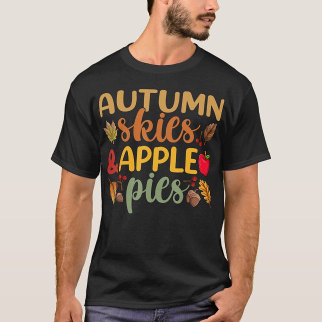 Hösten Himmel Apple Paj Thanksgiving s Manar Kvinn T Shirt (Framsida)