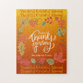 Hösten Höst löv Cute Family Happy thanksgiving Pussel