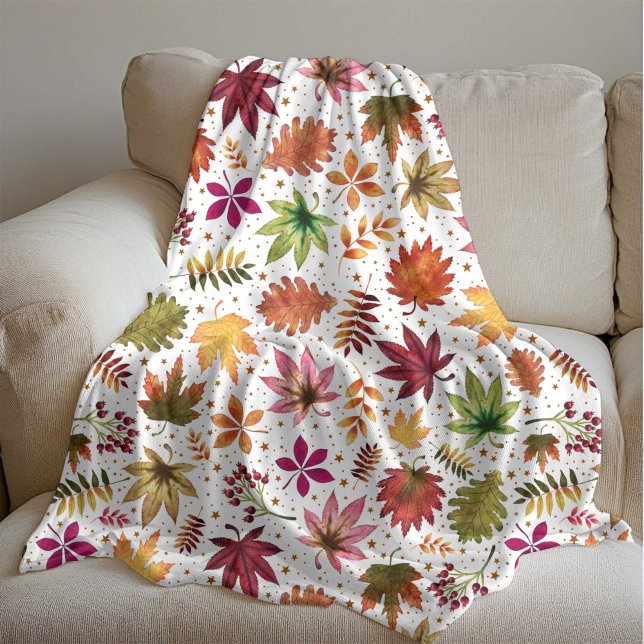 Hösten Höst löv Harvest Earth Tones Mönster Fleecefilt (Autumn Fall Leaves Harvest Earth Tones Pattern Fleece Blanket)