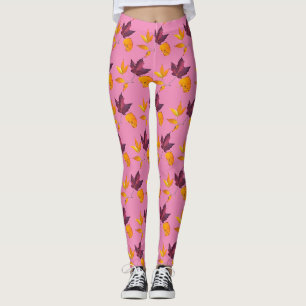 Hösten Höst löv Mauve Burgundy och White Leggings