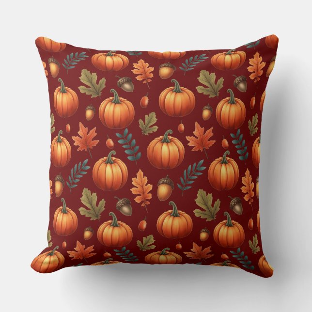 Hösten Höst löv och pumpkin utan sjölösa Mönster Kudde (Framsida)