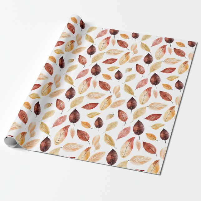 Hösten Höst löv Terracotta Brown Boho Mönster Presentpapper (Utrullad)
