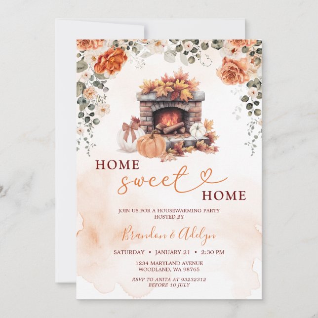Hösten Houseuppvärmning Party Pumpkin Home Sweet H Inbjudningar (Framsida)