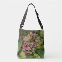 Hösten Hydrangea Bloom med Golden Hosta Löv