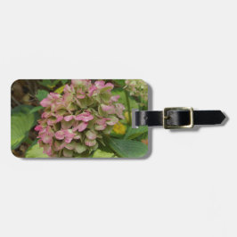 Hösten Hydrangea Bloom med Golden Hosta Löv Bagagebricka
