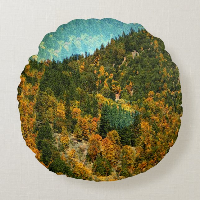 Hösten i bergen.... rund kudde (Framsidan)