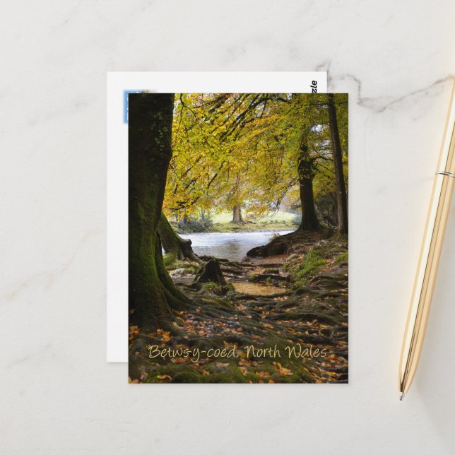 Hösten i Betws-y-coed, North Wales Vykort (Fram/Back In Situ)