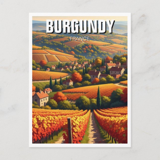Hösten i Burgundy Frankrike Travel Vykort (Framsida)