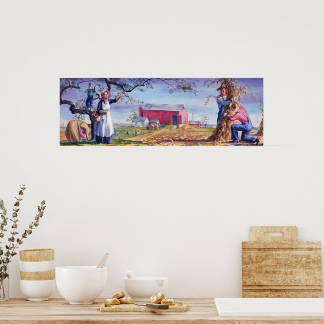 Hösten i Iowa Farm Life John O. Robert Vass 1940 Poster (Kök)