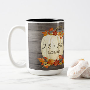 Hösten I Kärlek-blomman Vit Pumpkin Watercolor R Två-Tonad Mugg