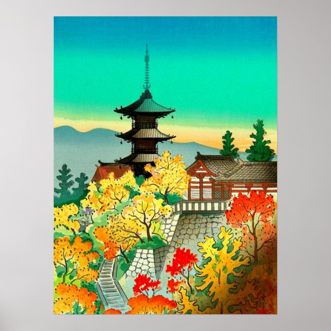 Hösten i Kiyomizu Temple i Kyoto Koyo Poster (Framsidan)
