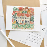 Hösten i New England Watercolor Travel Inbjudan Vykort<br><div class="desc">Ett vackert målat vykort för färgsresor med hösten i New England.</div>