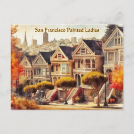Hösten i San Francisco Victorian Homes Postcard Vykort