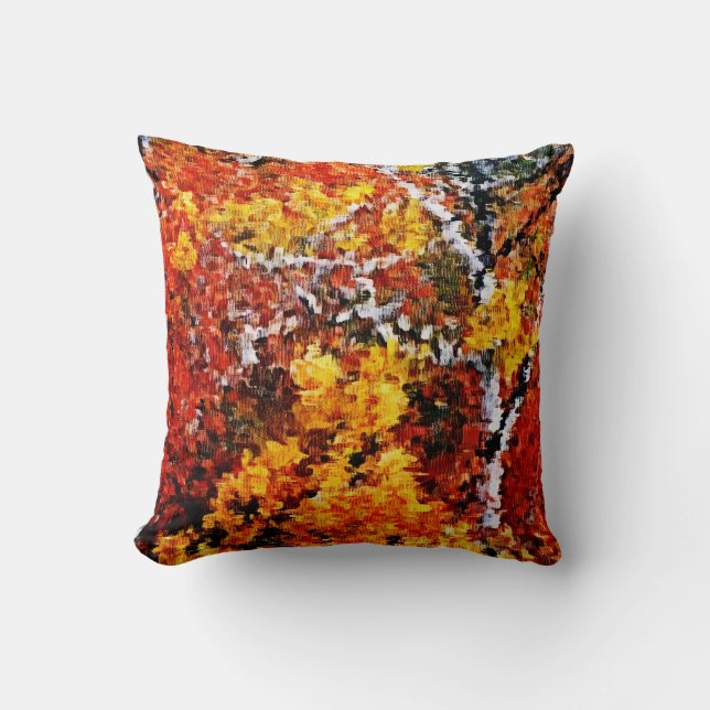 Hösten i skogen - Färggrafik Pillow Kudde (Framsida)