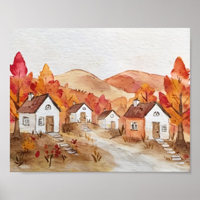 Hösten i Virginia Watercolor Poster (Framsidan)