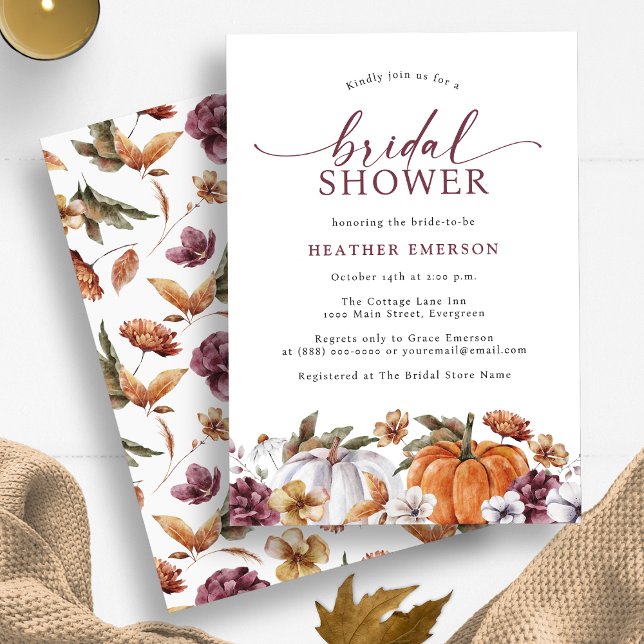 Hösten Inbjudningskort för möhippan (Pumpkin Fall In Love Bridal Shower Invitation by Painted Paperie)